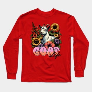 Goat life with flowers Long Sleeve T-Shirt